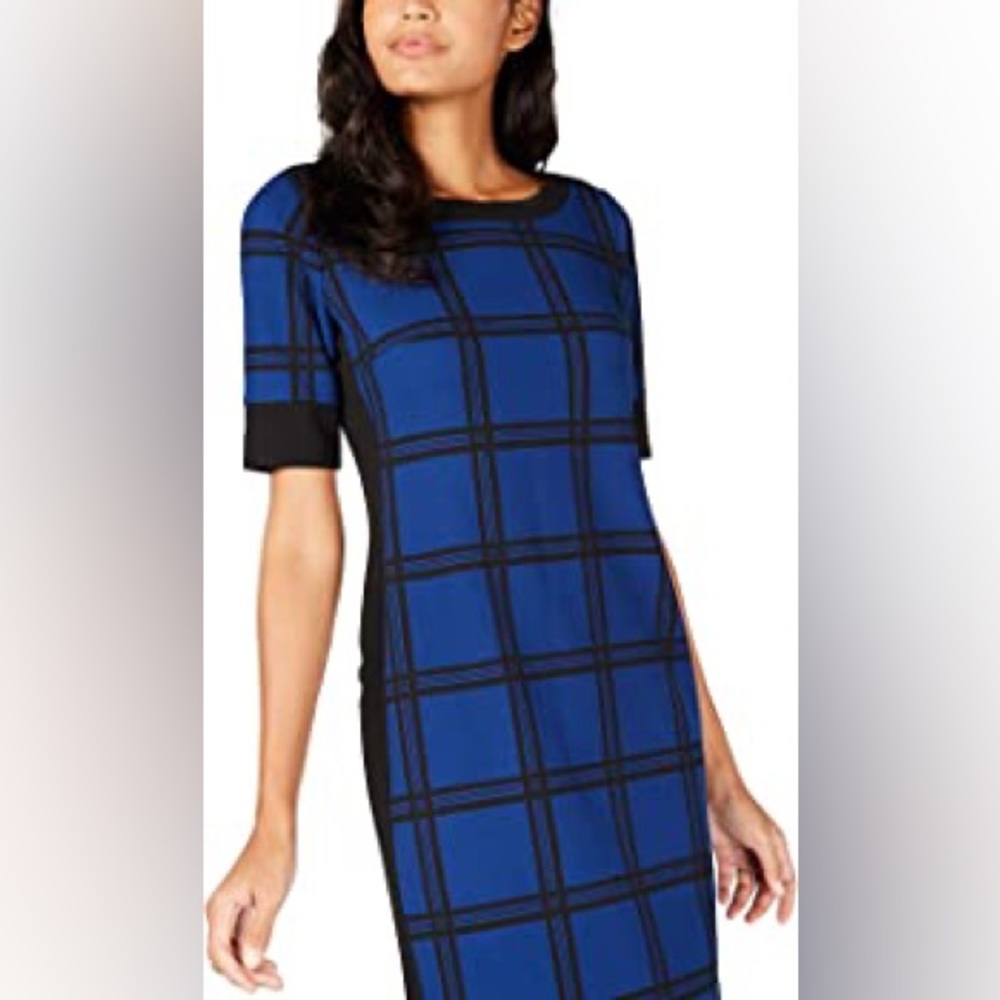 Alfani Womens Windowpane Midi Sheath Dress